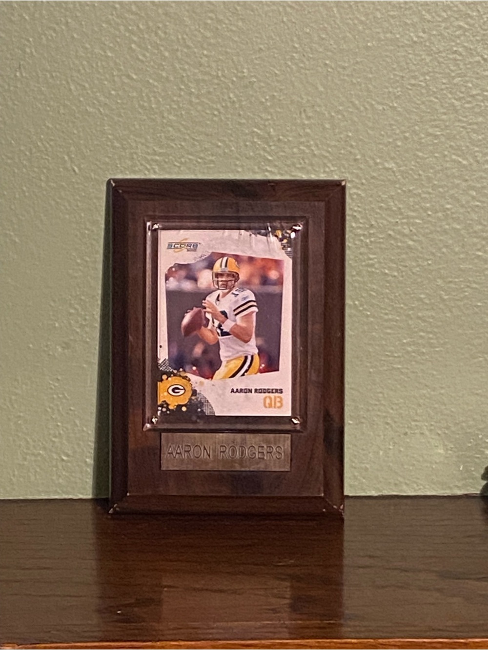 Aaron Rodgers Framed Sports Card Plaque - Brown